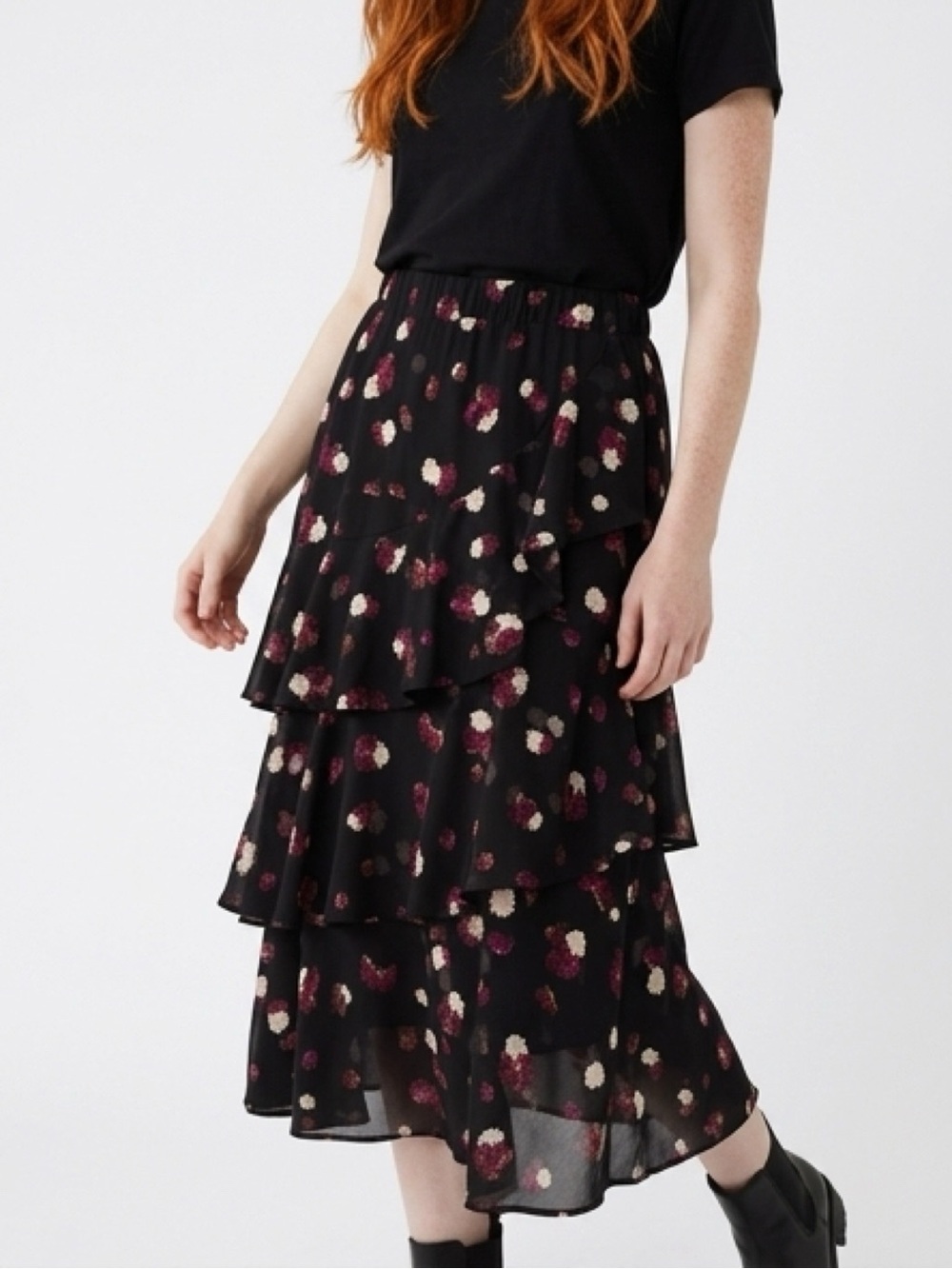 NWT Banana Republic Midi Skirt, Ruffle, Tiered, Floral, Size XS